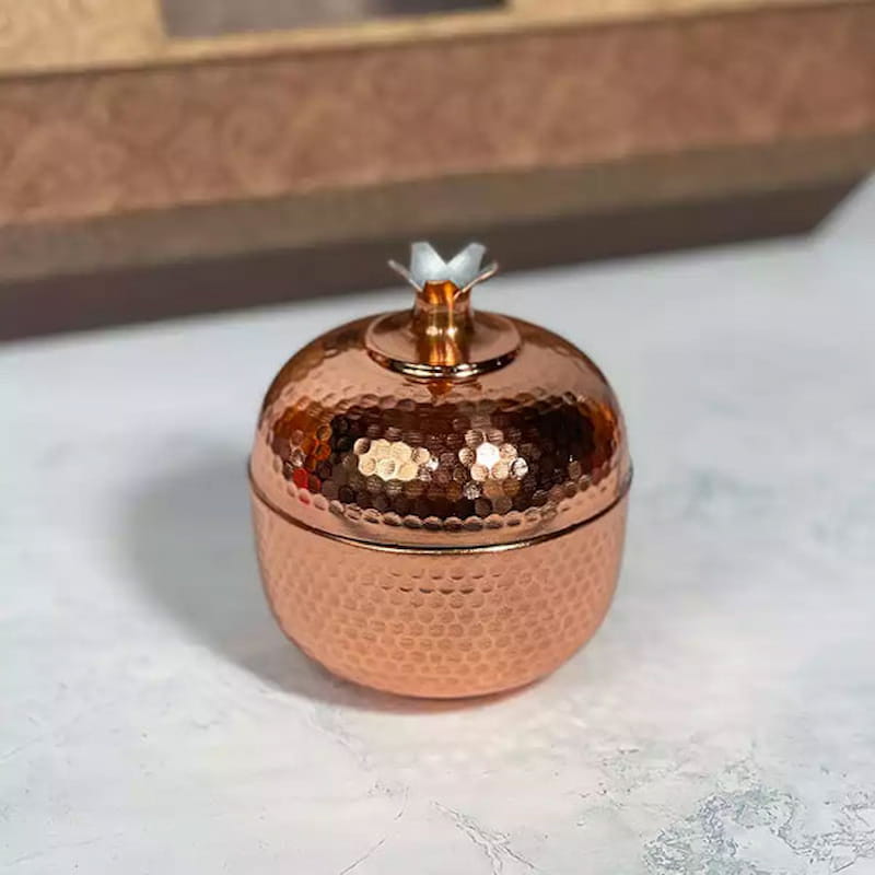 قندان مسی اناری با پرداخت چندمرحله‌ای و کیفیت ساخت ممتاز